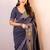 grey printed chanderi saree  with unstitched blouse piece