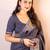 grey printed chanderi saree  with unstitched blouse piece