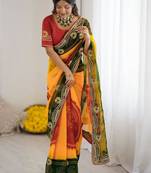 Multicolor bandhani printed pure georgette saree  with unstiched blouse piece
