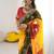 Multicolor bandhani printed pure georgette saree  with unstiched blouse piece