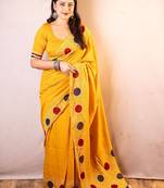 yellow chanderi saree
