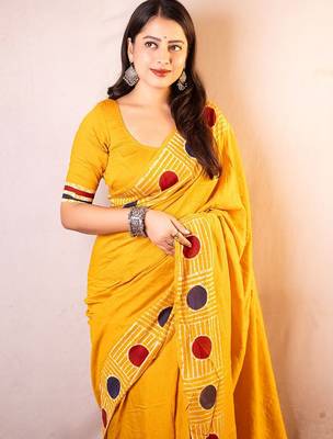 yellow chanderi saree 3