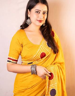 yellow chanderi saree 4