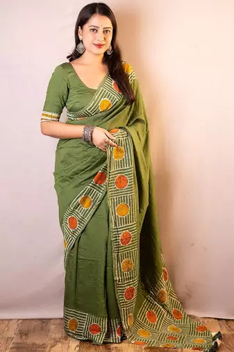 Green chanderi saree