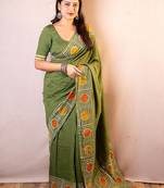 Green chanderi saree
