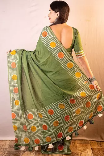 Green chanderi saree