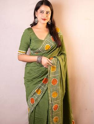Green chanderi saree 3