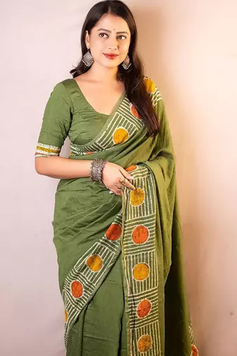 Green chanderi saree