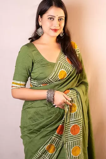 Green chanderi saree