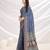 blue ajrak block zari pashmina saree