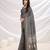 black ajrak printed block pashmina saree