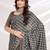 black ajrak printed block pashmina saree