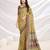 Yellow floral printed saree with blouse piece
