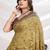 Yellow floral printed saree with blouse piece