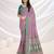 Pink floral printed saree with blouse piece