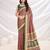 Red ajrak printed pashmina saree