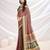 Red ajrak printed pashmina saree