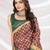 Red ajrak printed pashmina saree