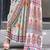 blue ethnic motifs printed satin bagru saree