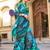 black black & blue satin bagru saree