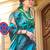black black & blue satin bagru saree