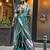 Green green abstract printed satin bagru saree