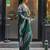 Green green abstract printed satin bagru saree