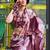 brown brown floral printed satin bagru saree