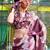 brown brown floral printed satin bagru saree