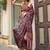 burgundy burgundy floral printed satin bagru saree