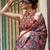burgundy burgundy floral printed satin bagru saree