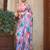blue blue printed satin bagru saree