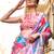 blue blue printed satin bagru saree