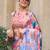 blue blue printed satin bagru saree