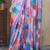 blue blue printed satin bagru saree