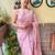 Pink pink & gold-toned embellished sequinned saree