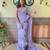 lavender floral embellished sequinned poly georgette saree