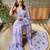 lavender floral embellished sequinned poly georgette saree