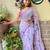 lavender floral embellished sequinned poly georgette saree