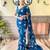 teal teal & silver-toned embellished sequinned saree