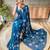 teal teal & silver-toned embellished sequinned saree