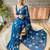teal teal & silver-toned embellished sequinned saree