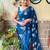 teal teal & silver-toned embellished sequinned saree