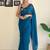 Teal embroidered saree
