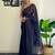 Navy blue embroidered border saree