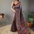 Teal floral printed saree