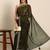 brown embroidered embellished sequinned pure chiffon saree