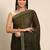 brown embroidered embellished sequinned pure chiffon saree