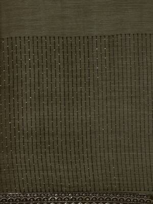 brown embroidered embellished sequinned pure chiffon saree 4