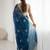 Teal floral embroidered silk blend designer saree